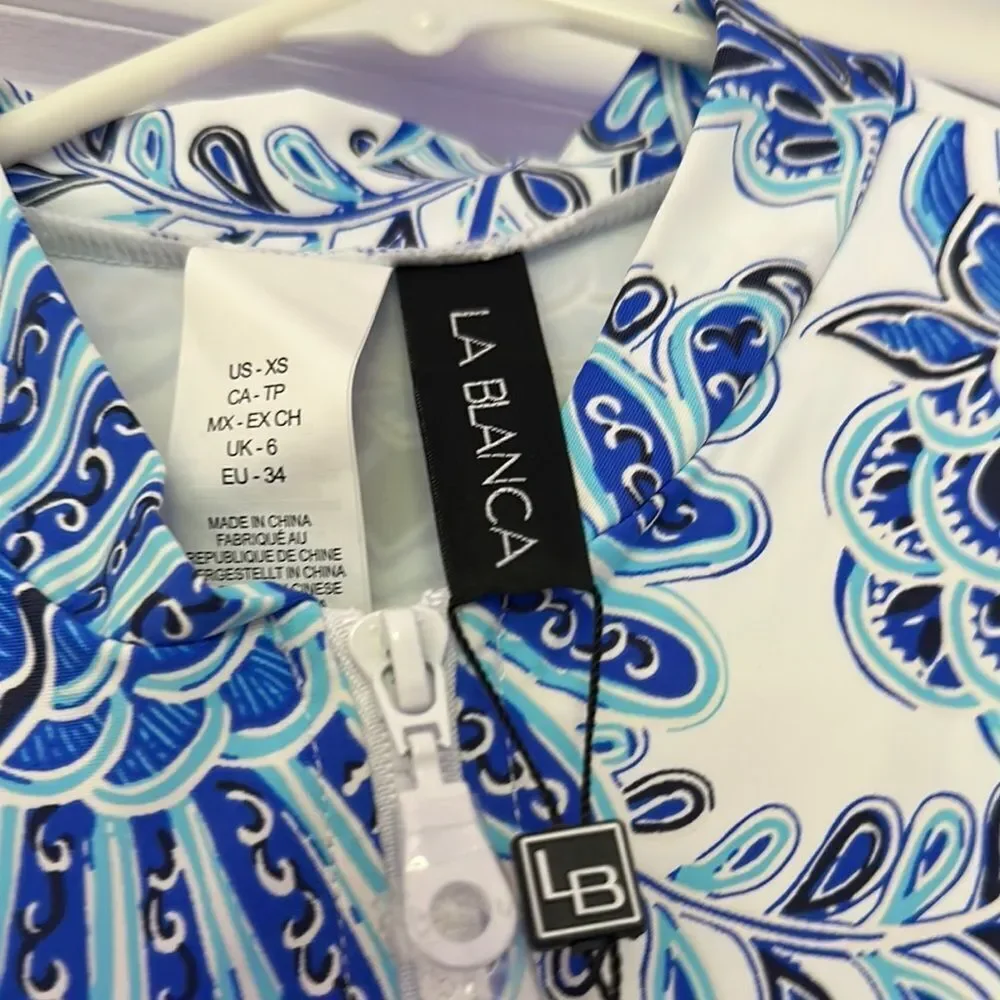 La Blanca Beyond the Pacific Blue and White Floral paddlesuit